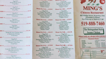 Ming's Chinese Restaurant menu