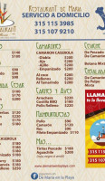 Restaurant de Maria menu