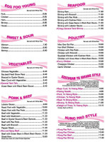 Kam's Cuisine menu