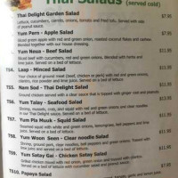 Thai Delight menu