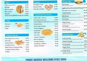 Scoresby Village Traditional Fish Chips menu