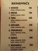 Picerija Tosccana Toskana Sabac menu