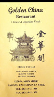 Golden China menu