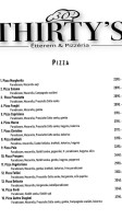 Thirty's Étterem Pizzéria menu