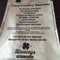 Hooleys Public House menu