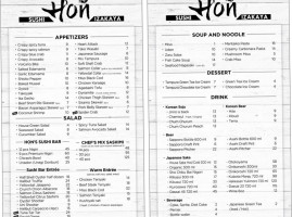 Sushi Hon menu