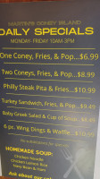 Martin's Coney Island And Family menu