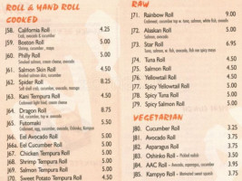 Aya Asia Fusion menu