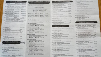 Pho Xuan Tang menu