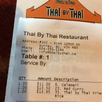 Thai By Thai menu