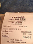 La Cabana Del Tio Tom menu