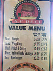 A P Deli Iii menu