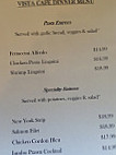 Vista Cafe menu