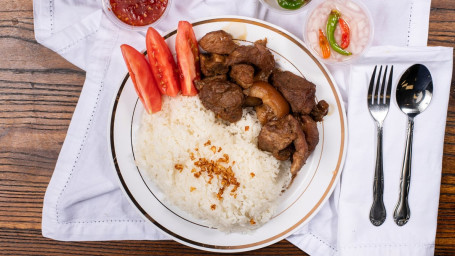 Double Pork Adobo Over Rice