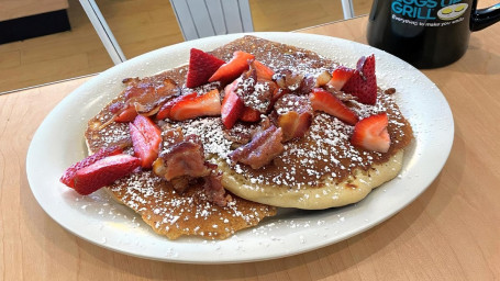 Red, White Bacon Pancakes