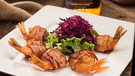 Bacon Wrapped Bourbon Shrimp (Appetizers)