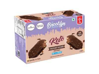 Keto Hazelnut Rocher Barrette Di Gelato Ricoperte Di Cioccolato Confezione Multipla 4 X 55 Ml