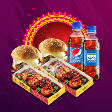 Veg Chilli Momo [8 Pcs] Con Veg Moburg [2 Pcs] E 2 Refreshing Pepsi [250Ml]