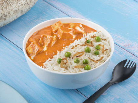 Paneer Butter Masala With Peas Pulao Bowl