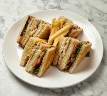 Chicken Club Sandwich With Fried Egg