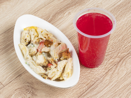 Chicken Pasta With Any Mocktail Combo In White Sauce