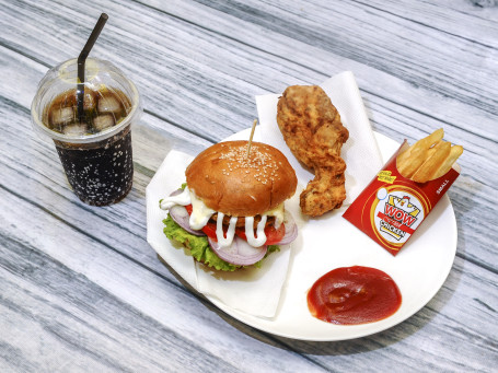 1Pc Fried Chicken French Fries Chicken Burger Coke(300Ml)