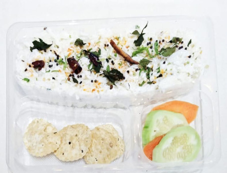 Curd-Rice With Papad Salad