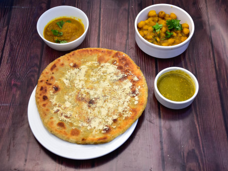 2 Sattu Paratha Channa Masala Or Aloo Dum Chutney Or Pickle