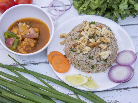 Egg Fried Rice Garlic Chicken Salad