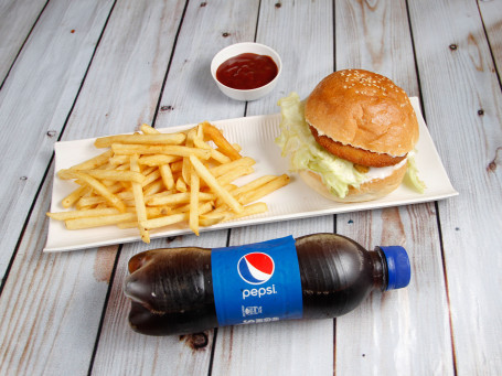 Veg Burger French Fries Coke (250 Ml) Combo