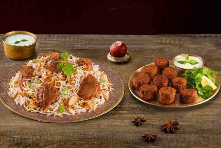 Biryani Di Montone Hyderabadi (Dum Gosht Piccante, Per 1 Porzione) Murgh Kefta (9 Pezzi)