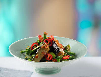 Spicy Aubergine Okra And French Beans