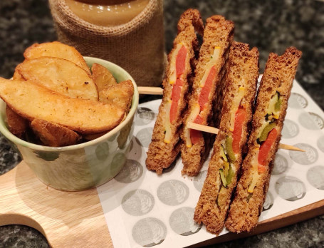 Balsamic Braised Vegetables Aged Cheddar Cheese On Multigrain