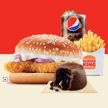 Hamburger Di Pollo Croccante Medio Patatine Fritte Med Pepsi Choco Lava Cup