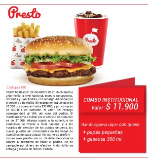 Combo Hamburguesa Súper Con Queso Papas Pequeñas Gaseosa 300 Ml