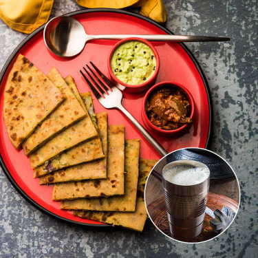 Achari Aloo Paratha Lassi