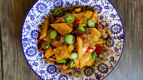 Sauteed Dried Tofu Slices With Green Pepper And Pork Belly/Xiǎo Chǎo Xiāng Gàn