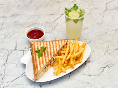 Veg Sandwich French Fries Lime Mint Crusher Combo