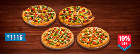 Pasto Per 4: Veg Core Pizza Combo Loaded