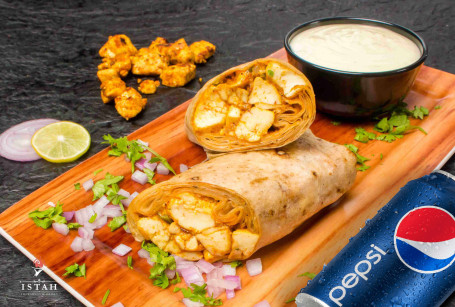 Paneer Shawarma In Rumali Choice Of Pepsi Beverage