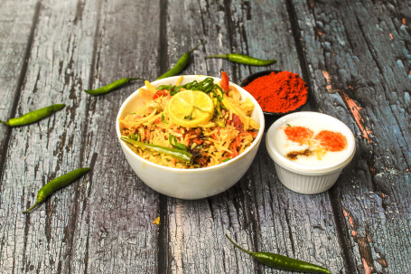 Veggie Loaded Zafrani Biryani With Raita