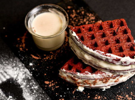 Red Velvet Base Waffle Sandwich