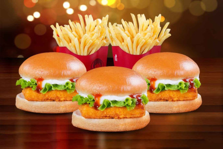 3 Paneer Delight Burger 2 Patatine Fritte (M)