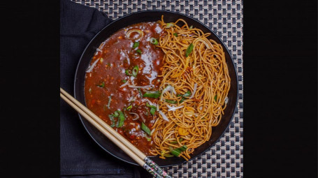 Veg Manchurian With Rice Noodles