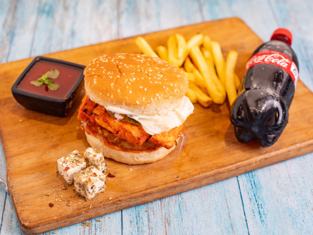 Crispy Paneer Burger French Fries Pepsi 300Ml