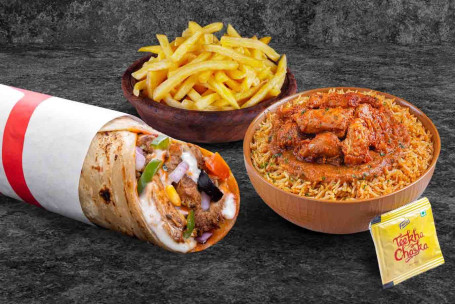 (Per 2 Porzioni) Chicken Pizza Wrap Chicken Rice Bowl Fries Meal