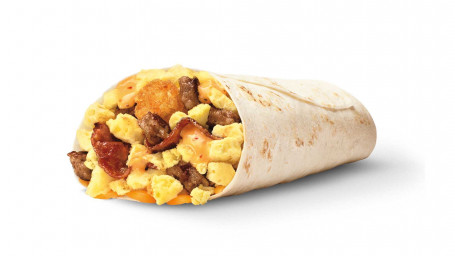 Burrito Definitivo Con Carne, Formaggio E Uovo Per La Colazione