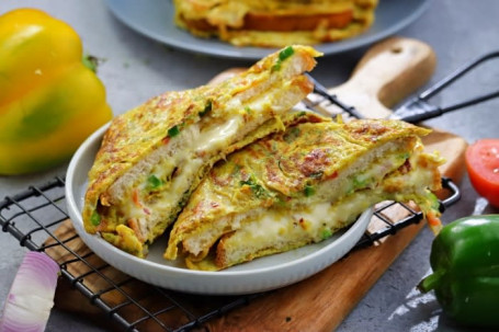 Double Egg Cheesy Veg Bread Omelet