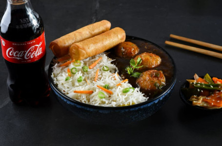 Veg Manchurian+Fried Rice+Veg Spring Roll/Momo