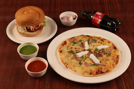 Special Veg Pizza Veg Sandwich Cold Drink Sauce Chutney